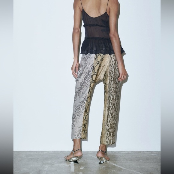 Zara Snakeskin Patchwork Pants XS - Picture 4 of 7